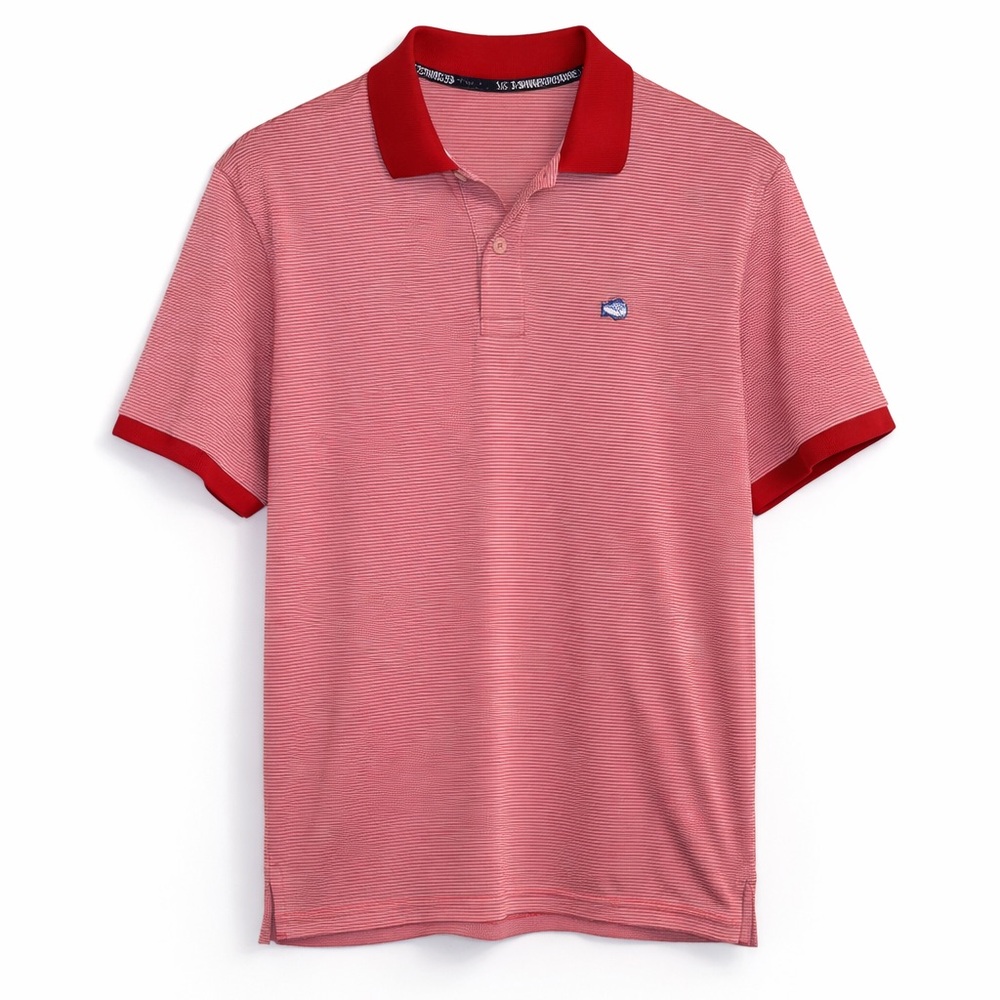 Southern Tide Men’s Skipjack Red & White Stripe Polo Shirt Size Large